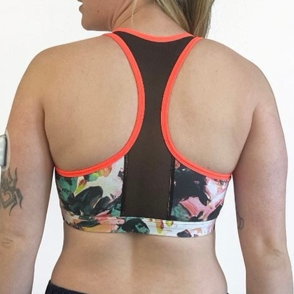 Fabletics Colorful Abstract Floral Print Racerback Sports Bra - Picture 4 of 7